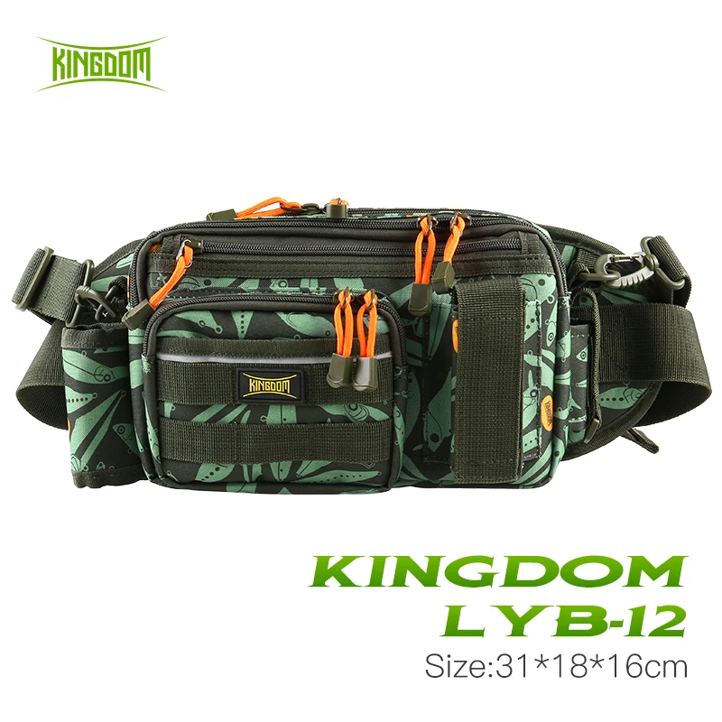 

Kingdom Fishing Bag Fishing Waterproof Nylon Large Outdoor Multifunctional Tackle Waist Shoulder Fishing Lure Reel Tackle Bag