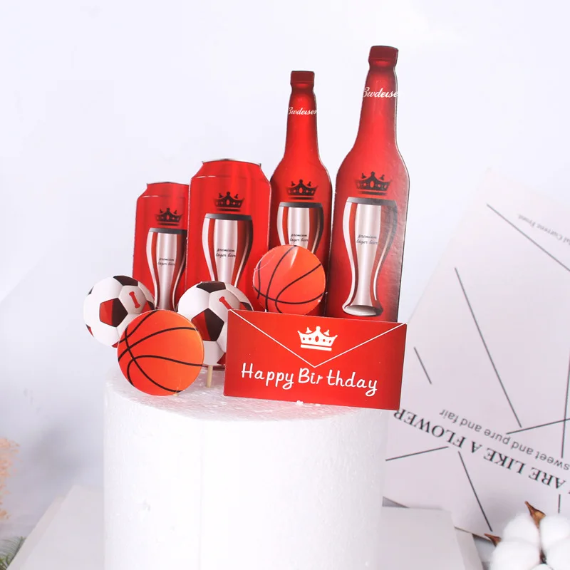 Летние пивные вечерние топперы для торта украшение для торта «С Днем Рождения» Футбол Баскетбол торт украшенный для пивного фестиваля Октоберфест