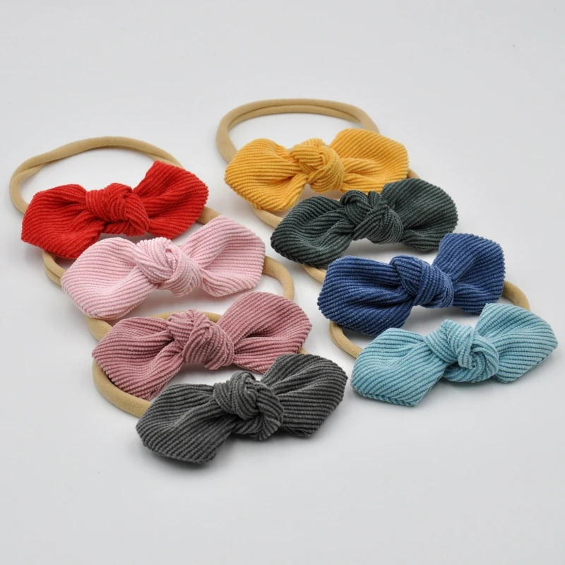 16 шт./лот Вельветовая повязка на голову с бантом тканевая нейлоновая для волос