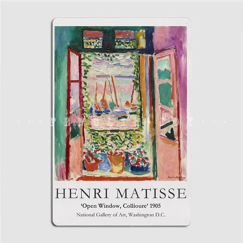 

Open Window Matisse Poster Metal Plaque Cinema Kitchen Living Room Printing Wall Decor Tin Sign Poster