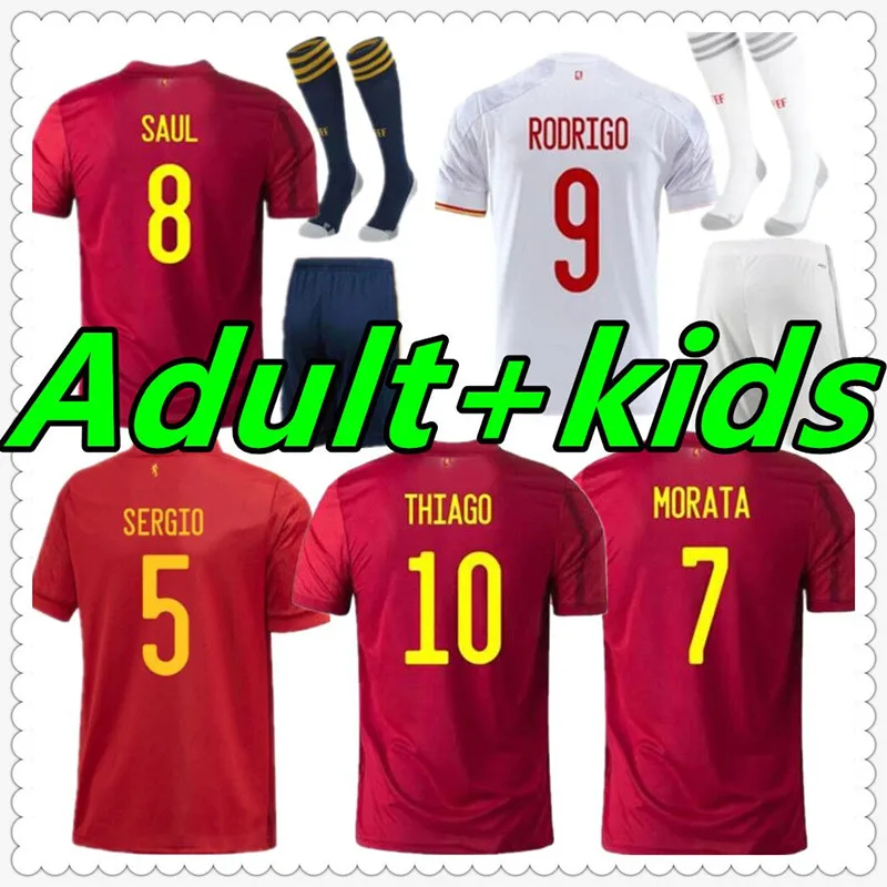 

Spain Men's+Kids Football Shirt RAMOS PIQUE RODRIGO Home Jersey 20-21 ASENSIO MORATA ISCO Es National Team INIESTA SAUL Away Jer