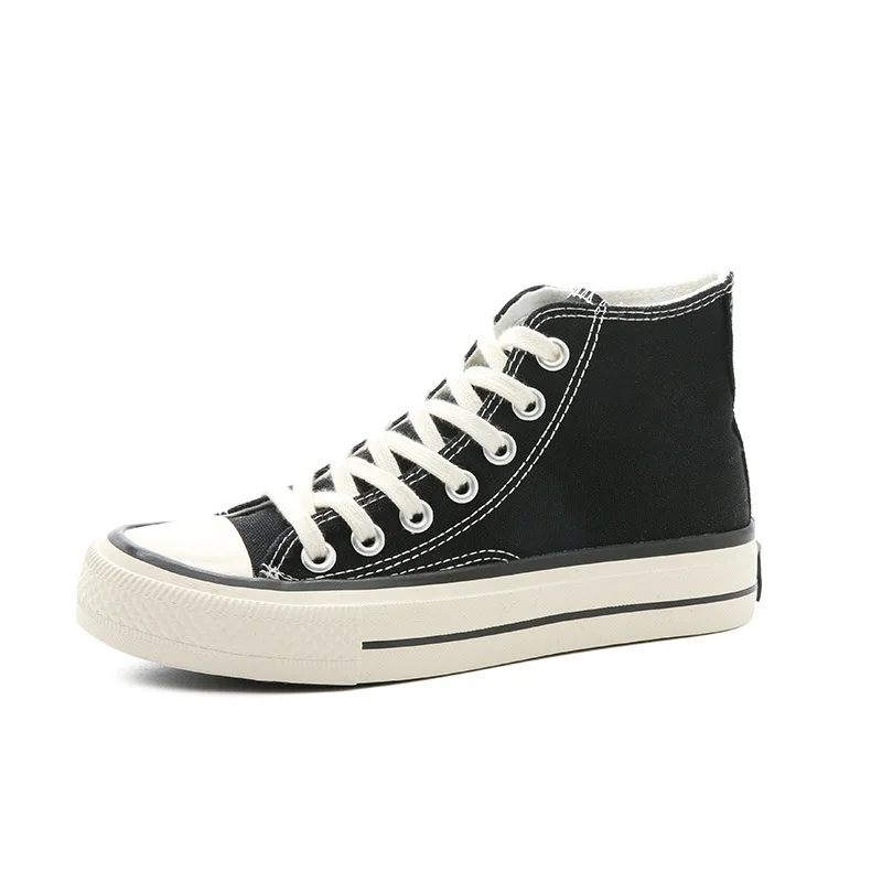

Men 's High-top Canvas Shoes Student Ladies Sports Shoes Casual Couple Breathable Comfortable Black and White Men and Women