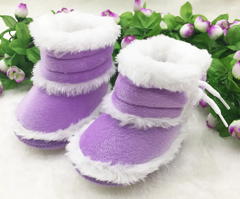 2020 Детские ботиночки для новорожденных девочек зимние теплые первых шагов обувь