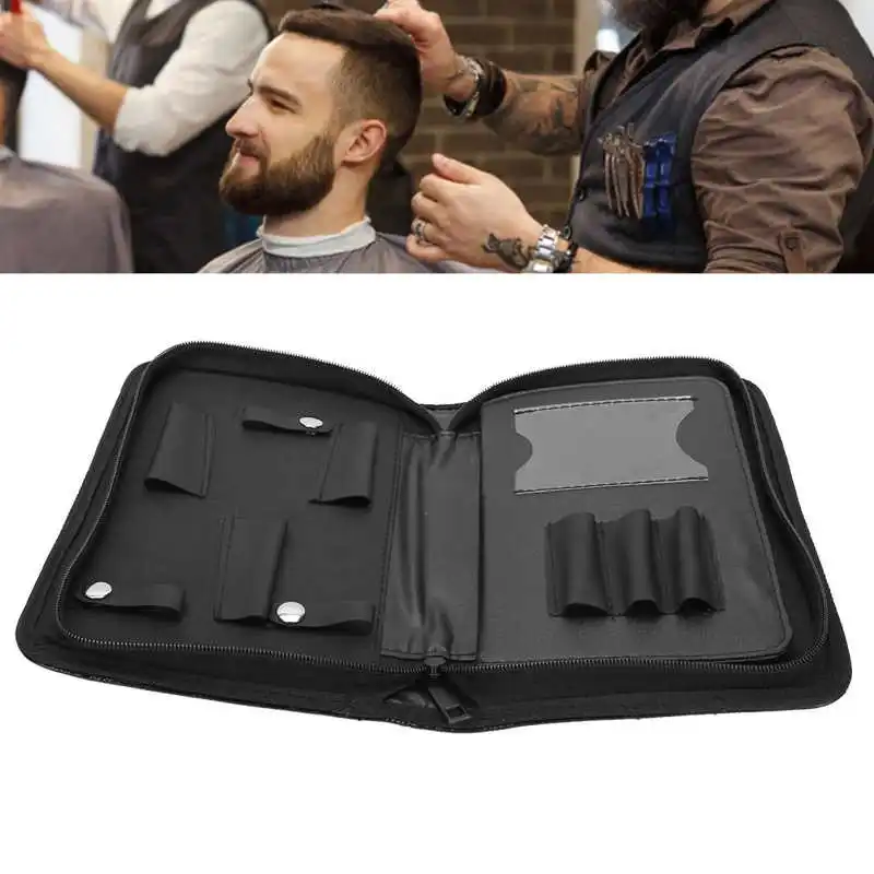 

PU Leather Salon Scissors Bag Waterproof Hair Clip Comb Hairdressing Tool Storage Bag Double Layer