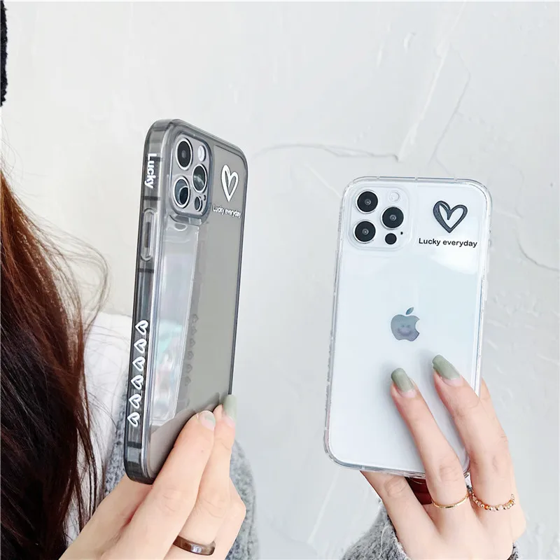 

LUPWAY Cute Clear Love Heart Phone Case For iPhone 11 12 Pro Max X XR XS Max 7 8 Plus SE 2020 12 Mini Soft Silicone Back Cover