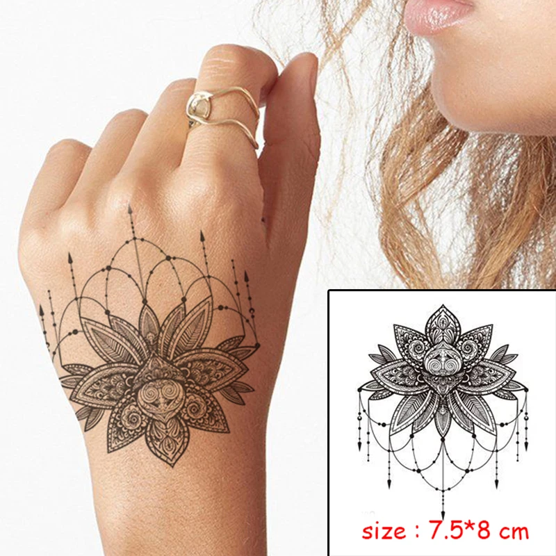 Водостойкая тату-наклейка цветок мандала тотем стрела узор искусственная