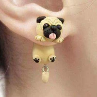 fashion cute handmade polymer clay soft cute sharpei pug dog earrings for women cartoon animal stud earring jewelry gift