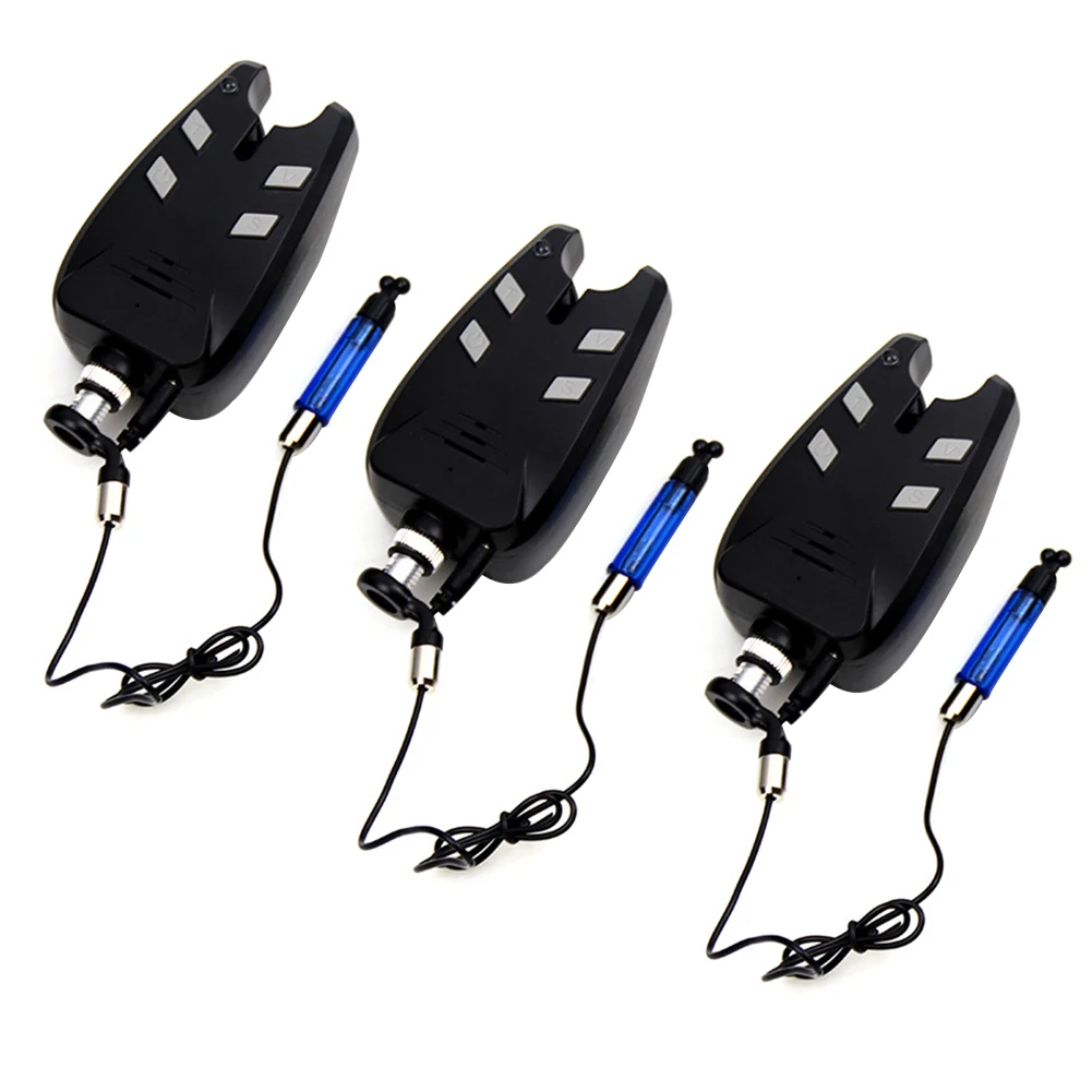 

3PCS Carp Fishing Bite Alarm And Swinger Set Water Resistant Blue LED Fishing Swingers Fish Bite Alarm With Storage Box Black