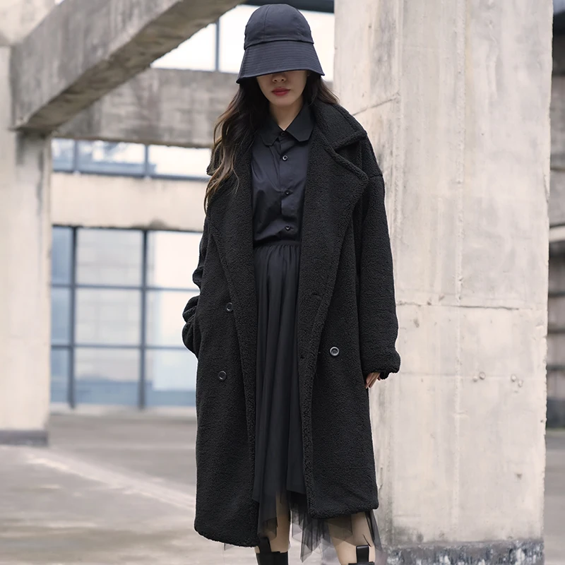 

Womens Fleece Overcoat and Jacket for 2020 Winter Korean Fashion Trends Warm Clothes Designer Original Ladies Black Windbreaker