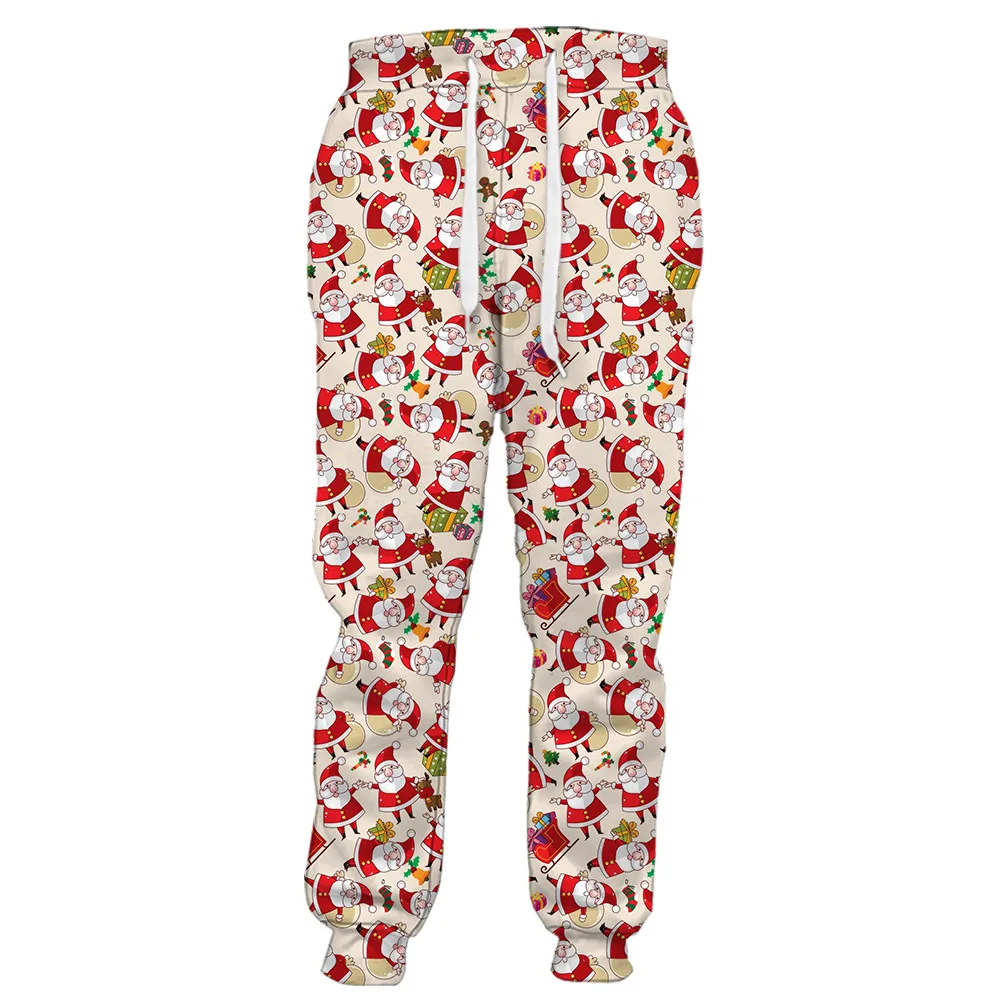 CLOOCL рождественские штаны 3D графика конфеты тростник бант лента печатные брюки