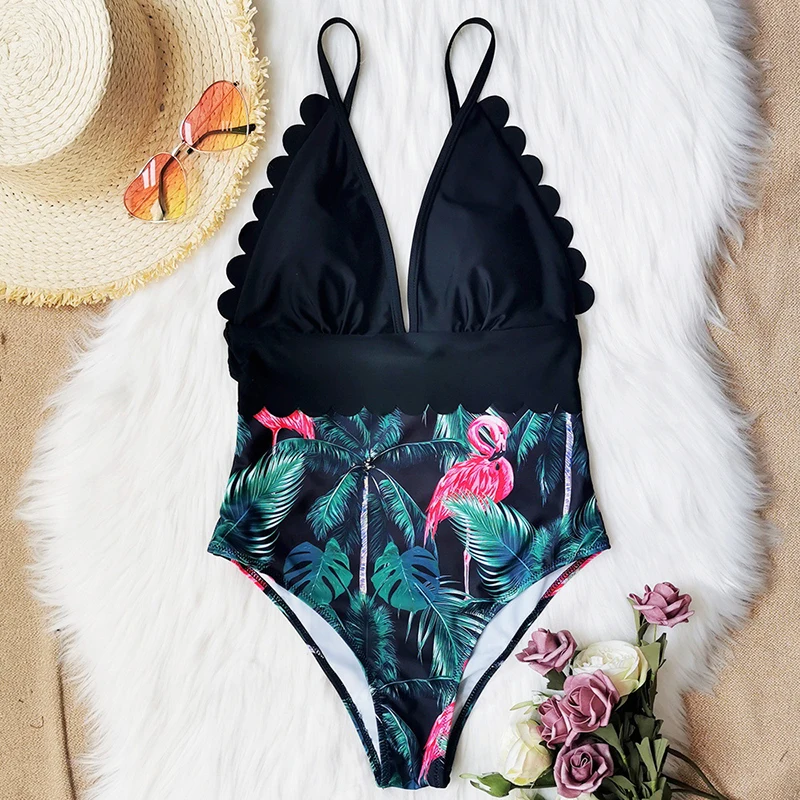 Женский купальник-бикини с цветочным принтом и открытой спиной | Спорт