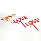 Украшение для торта Love You на День святого Валентина, золотистый, красный, акриловый, для свадебного торта, украшение для торта на День святого Валентина, свадьбу, вечеринку