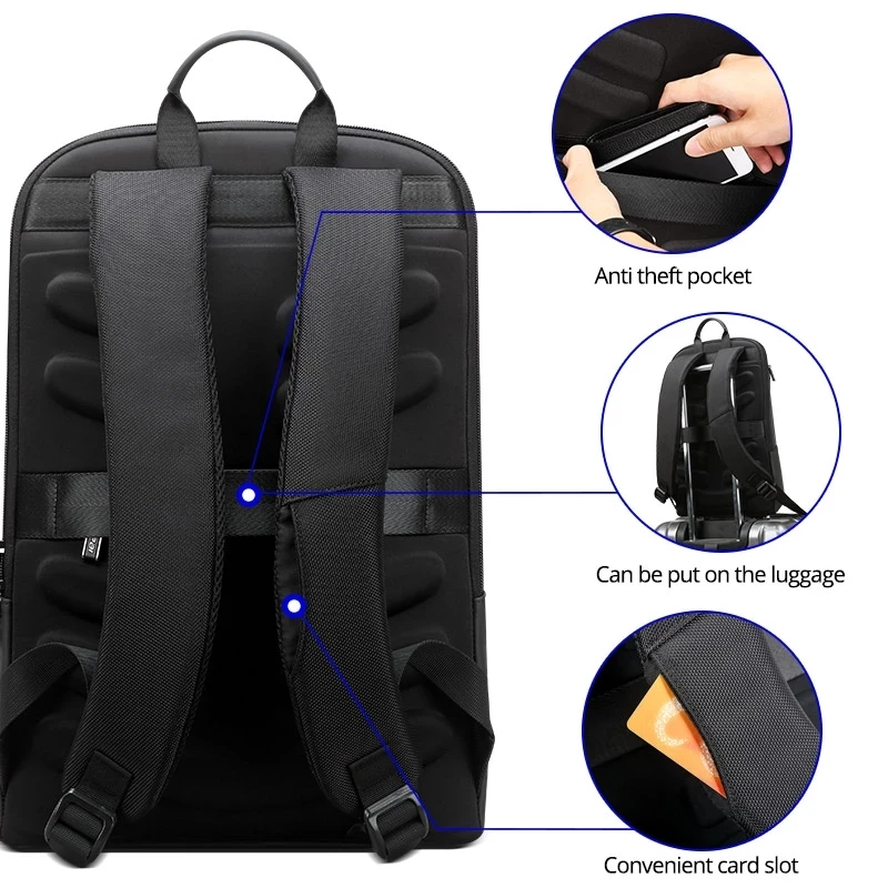 bopai business casual backpack slim laptop 15 6 inch pack office work men women anti theft unisex black thin light backpacking free global shipping