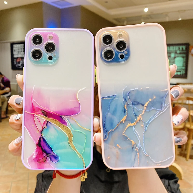 

Luxury Gradient Marble Phone Case For iPhone 12 Mini 11 Pro Max X XR XS Max 7 8 Plus Fundas Coque Bumper Transparent Back Cover