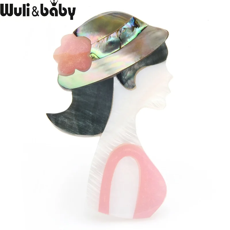 Wuli&ampbaby Natural Shell Beauty Lady Face Brooches Women Wearing Hat Girl Weddings Banquet Brooch Pins Gfits | Украшения и