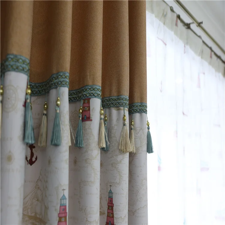 Конопляная печать AB версия парусных занавески для детской комнаты гостиной