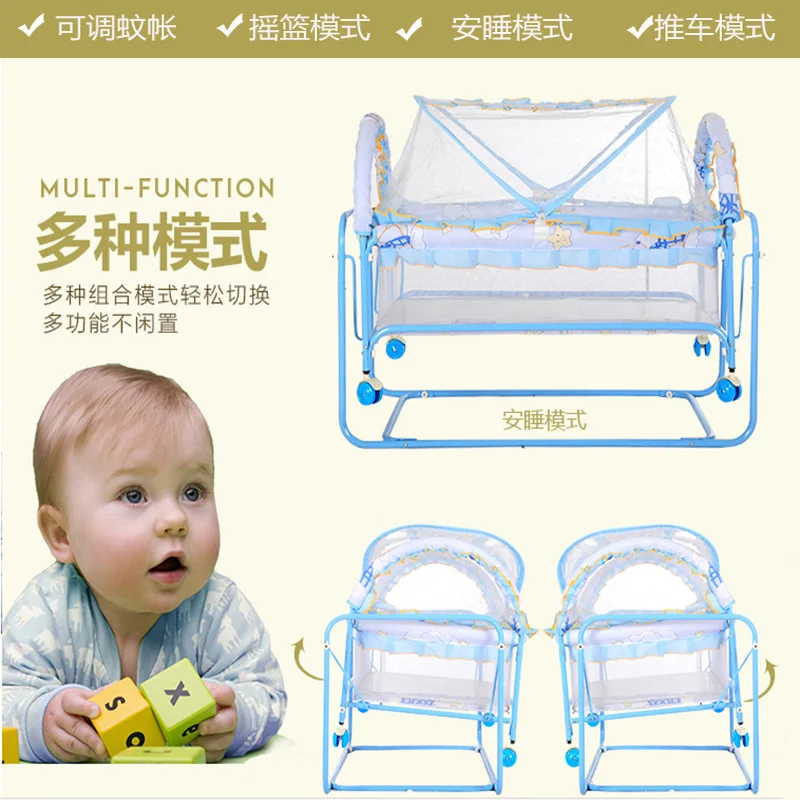 Железная кровать для новорожденных с роликом съемная Колыбель легкая