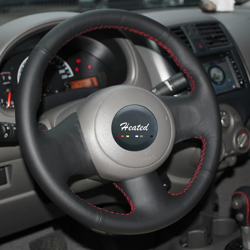 Чехол на руль для Nissan March Sunny Versa 2013 Almera прошитая вручную оплетка из микрофибры и