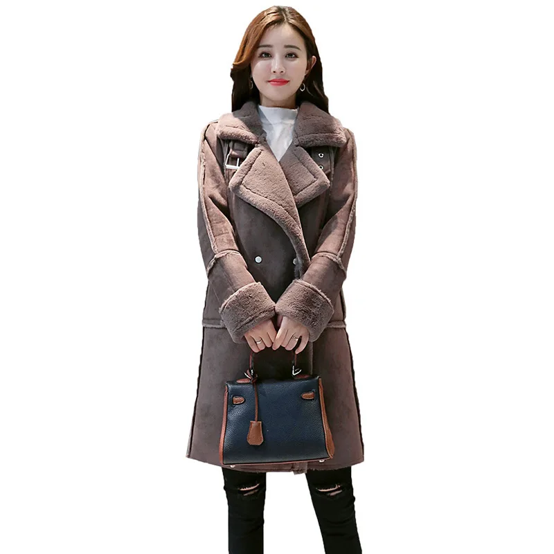 

new 2020 Korean loose fur and fur integrated cotton padded jacket medium and long deerskin and cotton clothing trend
