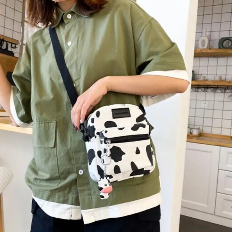 

Hot Sale Cow Print Small Square Bag Canvas Crossbody Bag For Women Leisure Messenger Bag Women's Shoulder Bag Mobile Phone Purse