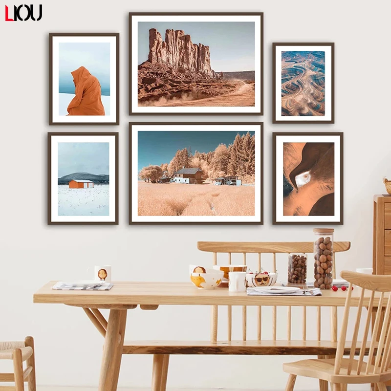 Картина на холсте для пустынной стены гор травы леса искусства Постер и принты в