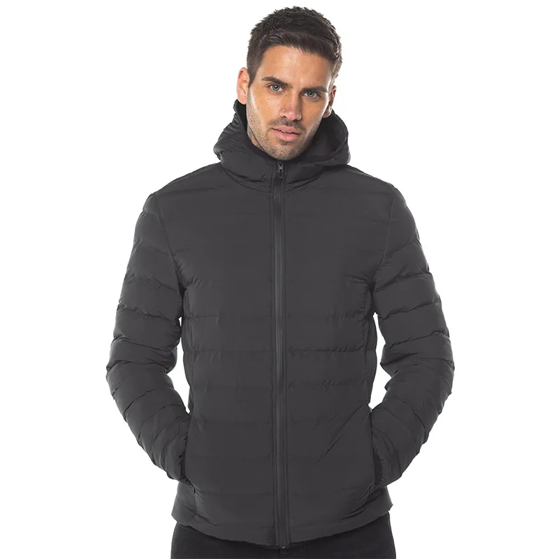 

Winter Men's Hooded Parkas Full Zip Warm Cotton Sports Bomber Jackets Muscle Fit Fashionable Tide Casual Black Coat for Autumn