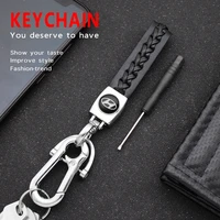 luxury genuine leather lanyard keychain men women auto key ring holder for solaris i10 ix35 i20 hyundai g90 tucson creta santa