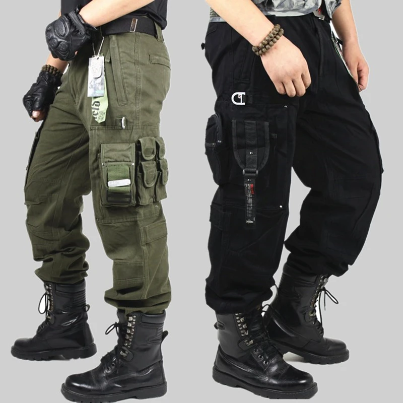 

Men's Cargo Pant Overalls Spring Summer Loose Military Tactical Pants Casual Multi-Pocket Cotton Combat Army Training Trousers