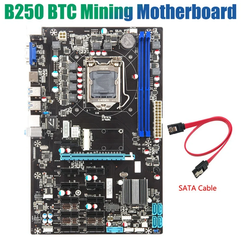 B250 BTC Mining Motherboard LGA 1151 Socket Support DDR4 DIMMs 2400/2133 MHz 12 PCIE for ETH | Компьютеры и офис