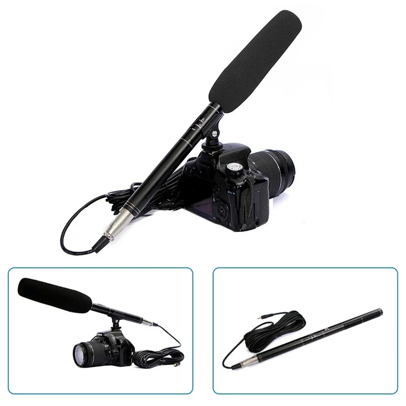 

Professional Reporter Interview Microphone Wired Microphone Uni-Directional Capacitive MIC For DSLR SLR Camera Camcorder Video