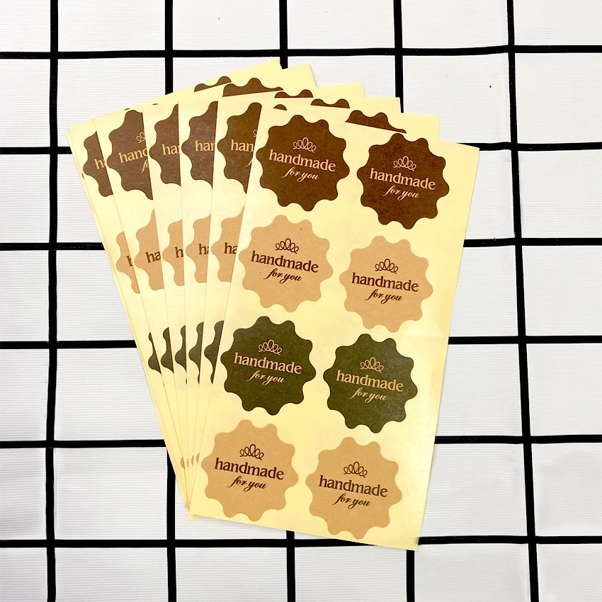 1200 шт./лот цветок круглый дизайн ручная работа для вас наклейка из крафт бумаги с