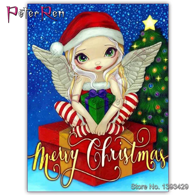 5D алмазная живопись мультяшный Ангел для девочек Рождество искусственное аниме