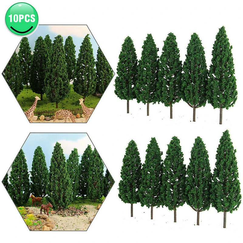 

10 Pcs Pine Trees 1:25 Model Train Railway Building Green Model Tree For O G Scale Railroad Layout Diorama Wargame Scenery 1/25