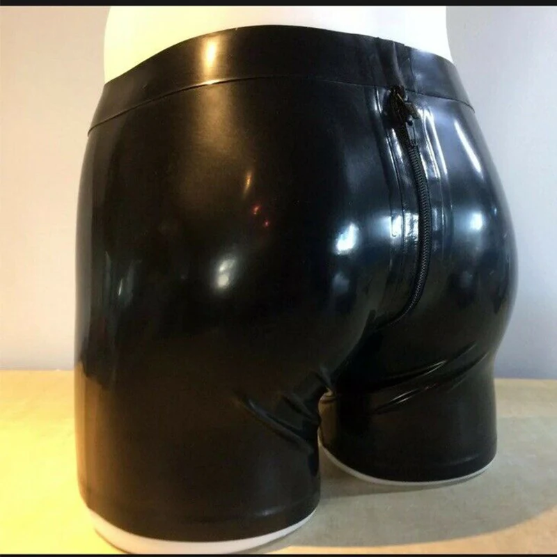 Новинка сексуальное нижнее белье ручной работы черные латексные мужские шорты с