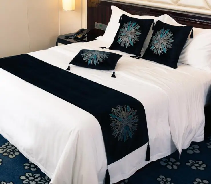 Цветочные дизайнерские покрывала 45 см ширина кровать бегун роскошное покрывало