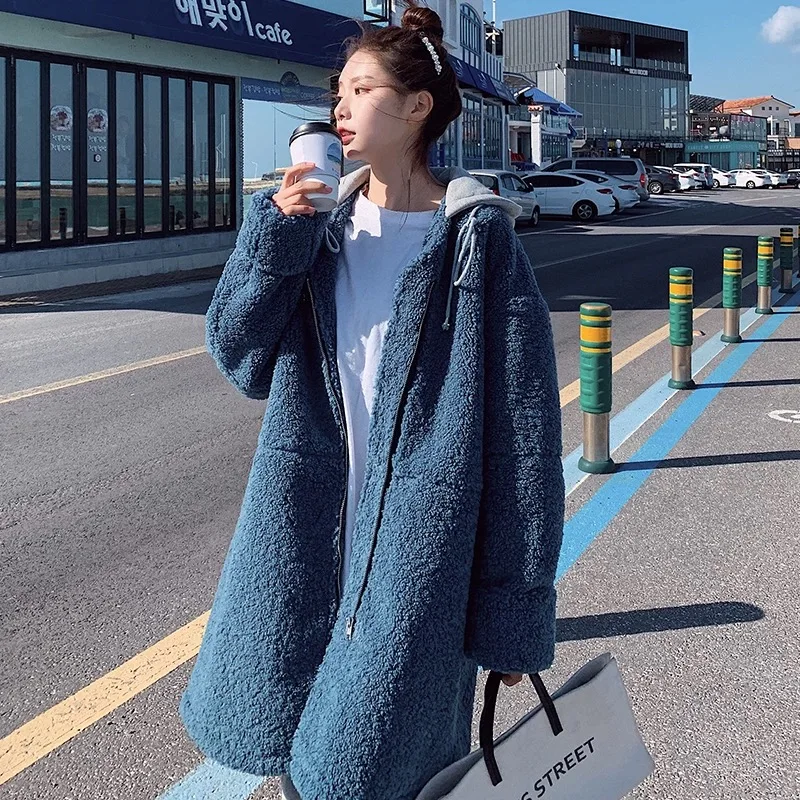 Осенне зимняя женская куртка новинка 2019 корейская мода толстая овечья шерсть