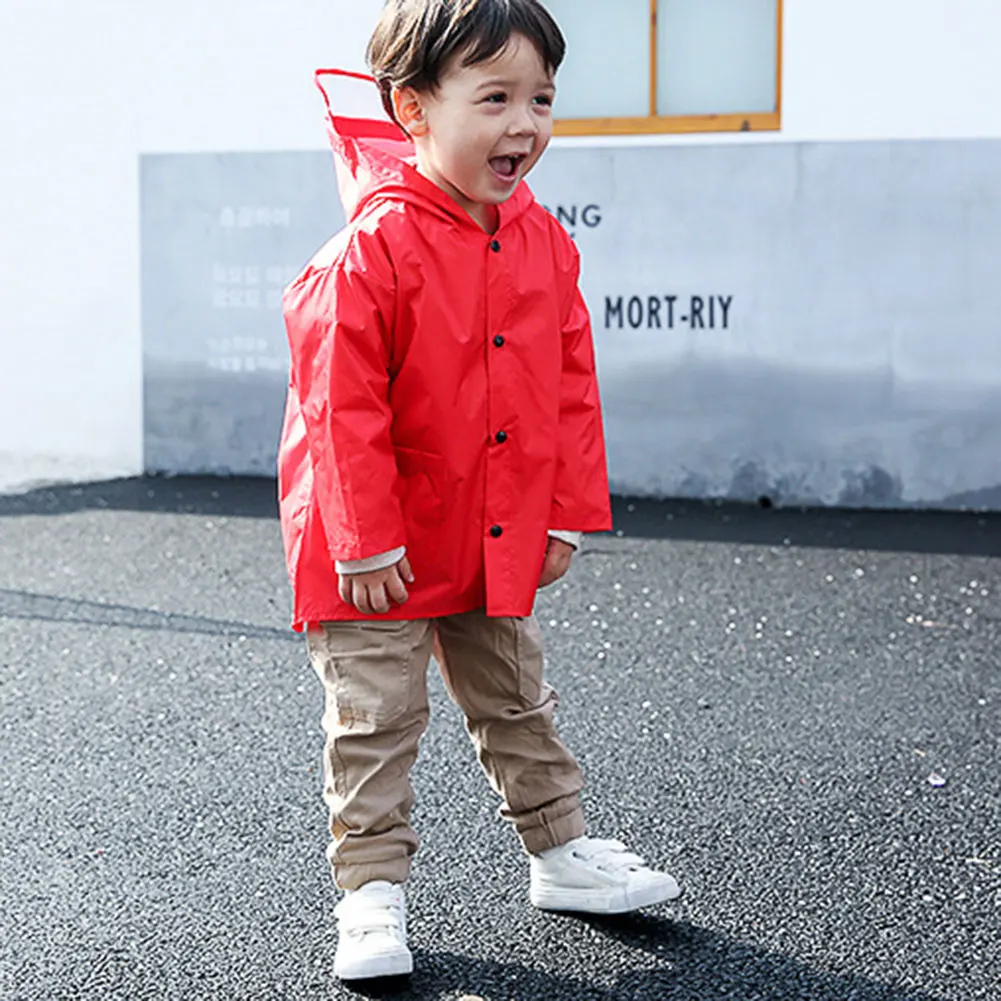 Новый детский плащ дождевик водонепроницаемый с капюшоном рисунком динозавра