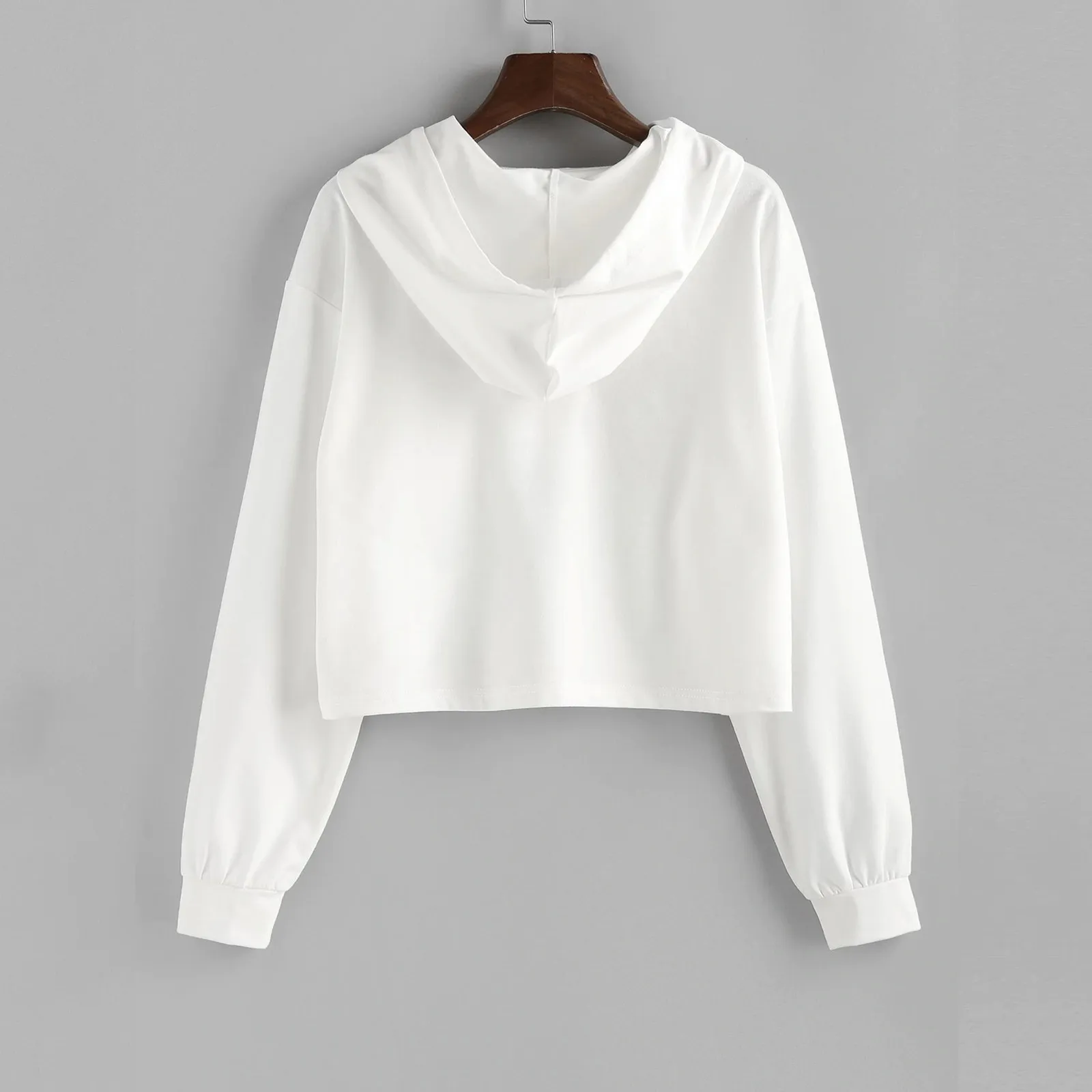 New Sweatshirts Women Casual Women Solid Color Long Sleeve Loose Drawstring Hoodie Sports Top Pullover Clothes Sweatshirt 2021