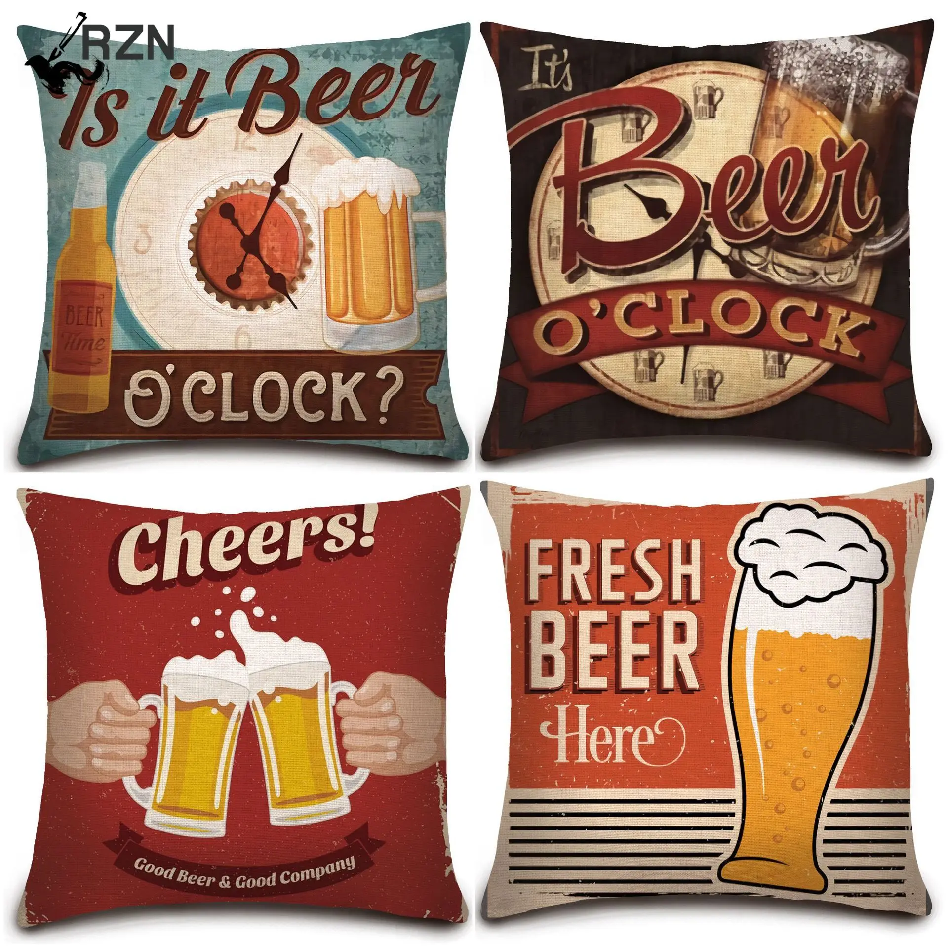 Винтаж бутылка пива мультяшная Подушка Чехол Алфавит пиво с винтажное украшения