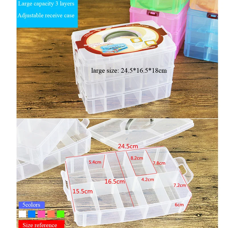 16/30 слотов 3 яруса пластиковые ювелирные украшения для макияжа коробка хранения