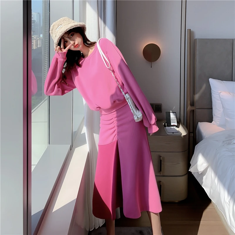 Женский костюм новый корейский Свободный свитер с длинными рукавами