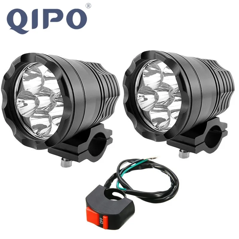 QIPO, универсальный, 6 светодиодный фонарь, светодиодный, для мотоцикла, мотоцикла, скутера, 9000лм, прожектор, водонепроницаемый, противотуманный, точечный, заездов, лампа для Honda YAMAHA