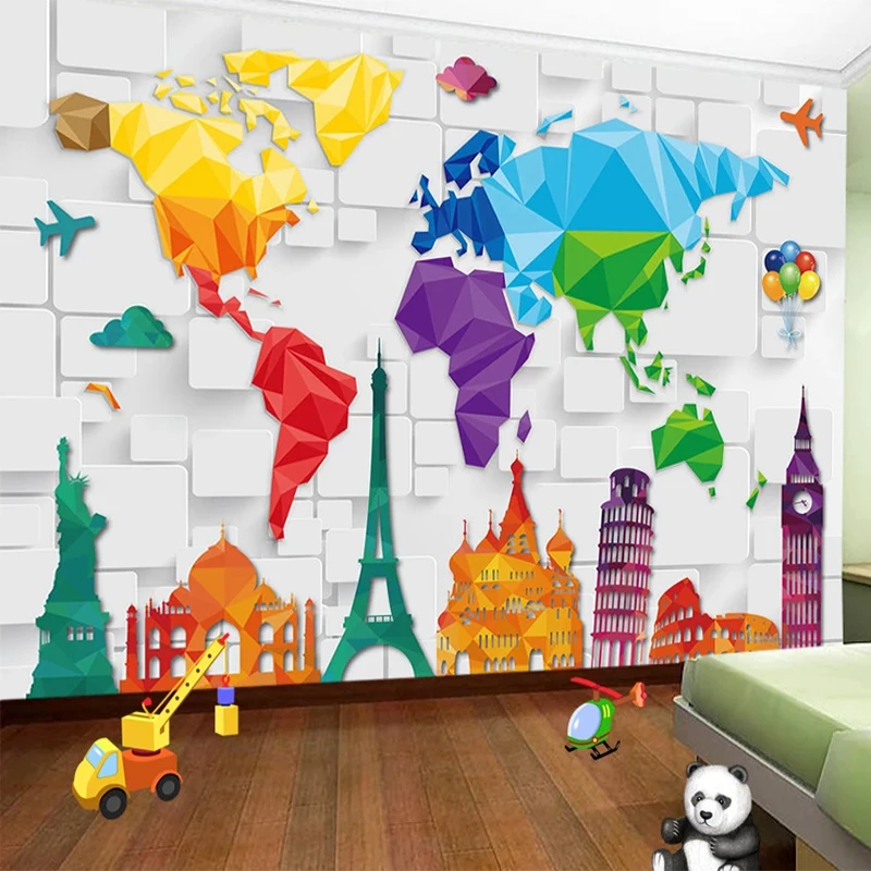 Прямая поставка на заказ 3D обои Современная красочная карта строительные фрески