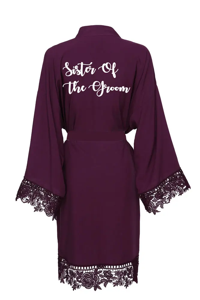 Rayon Cotton Lace Robe Bride Print Custom Robe Bridesmaid Robes Women Wedding Bridal Robe Bathrobe Bridesmaids Gifts