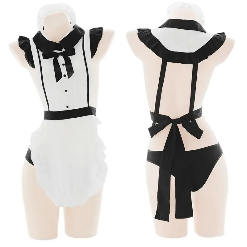 

Anime Maid Cosplay Costumes White Coffee Bar Waitress Outfit Hollow Out Design For Women Sexy Lingerie Uniform Drop Ship