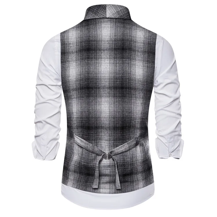 Жилет мужской Клетчатый двубортный креативный Модный деловой жилет для отдыха