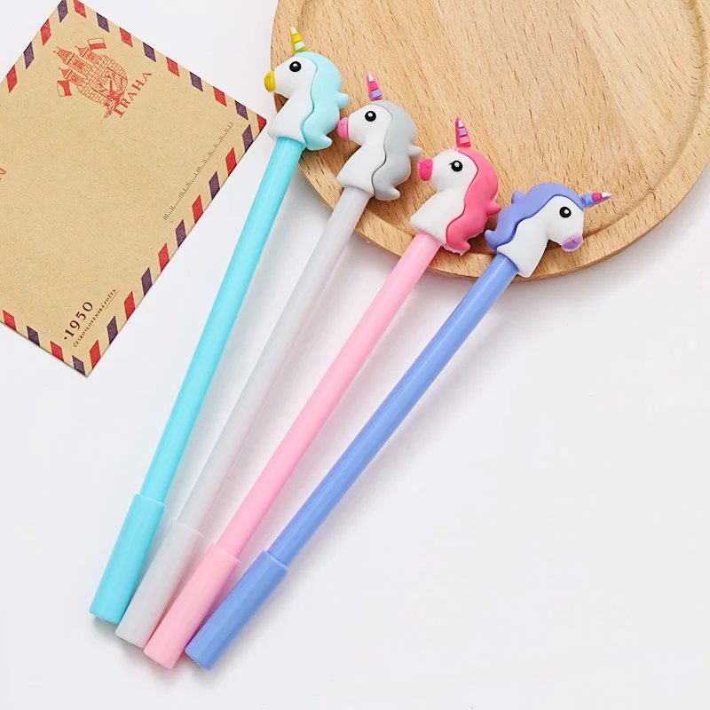 24 pcs creative gel pen cartoon Unicorn student writing signature pen office examination black cute stationary