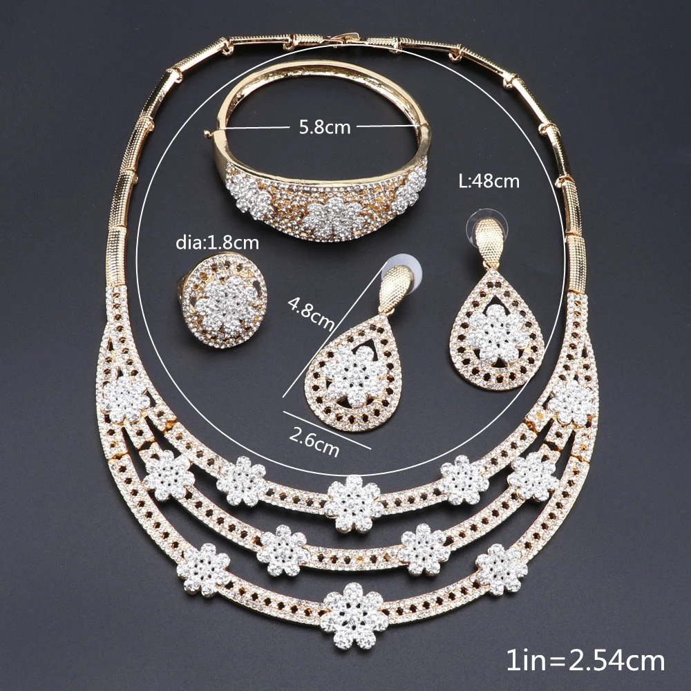 Золотой свадебный набор украшений для женщин высокое качество цветок кристалл