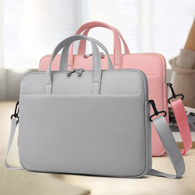

PU Leather Laptop Bag 13 14 15.6 Handbag For Macbook Air Pro 13 15 16 women Shoulder Briefcase Bag Waterproof case for xiaomi hp
