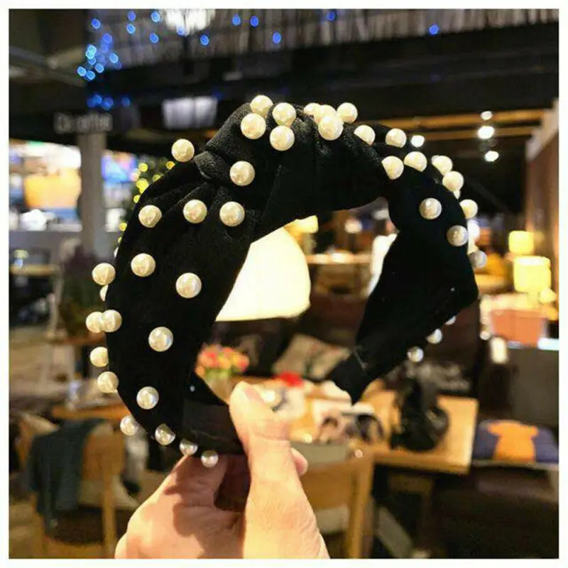 

US Newest Women's Pearl Hairband Headband Crystal Knot Hair Hoop Accessories